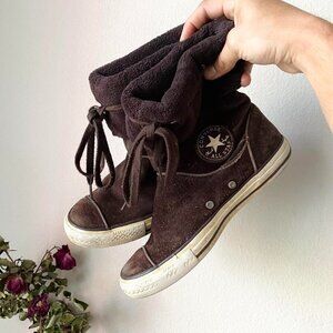 Converse Fold Over High Top Brown Suede Sneakers Women's 7.5